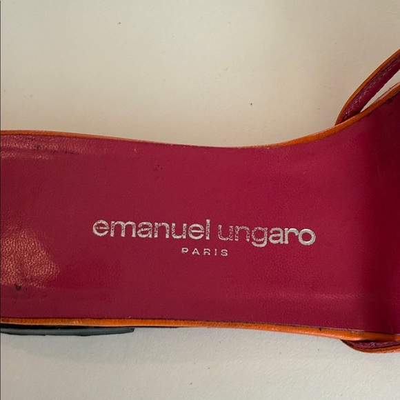 Emanuel Ungaro Orange Sandals with Floral Detail - Picture 8 of 8